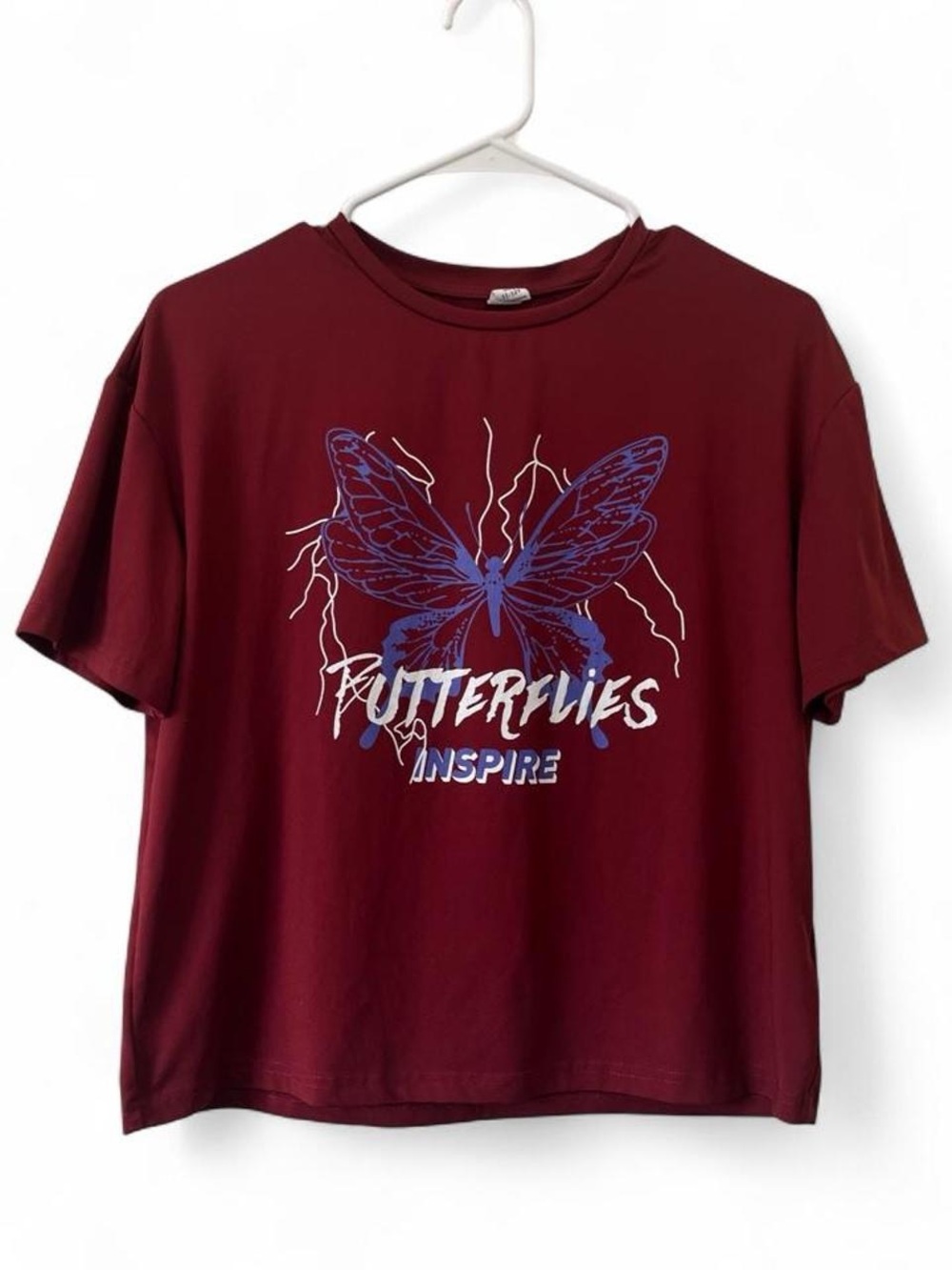 Girls Large Short Sleeve Butterfly Graphic Print T-Shirt Moisture Wicking Feel